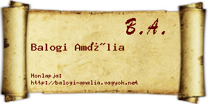Balogi Amália névjegykártya